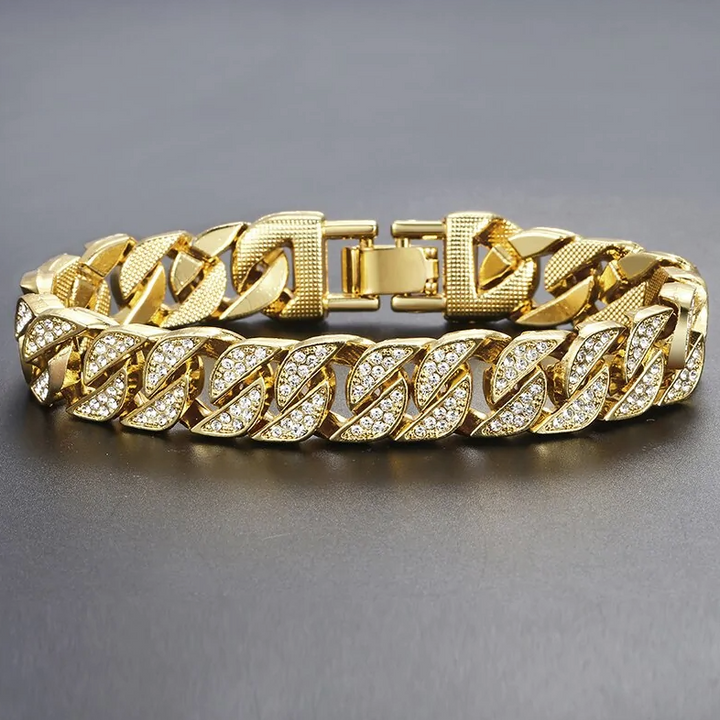 Miami Curb Cuban Chain Bracelet For Men Gold